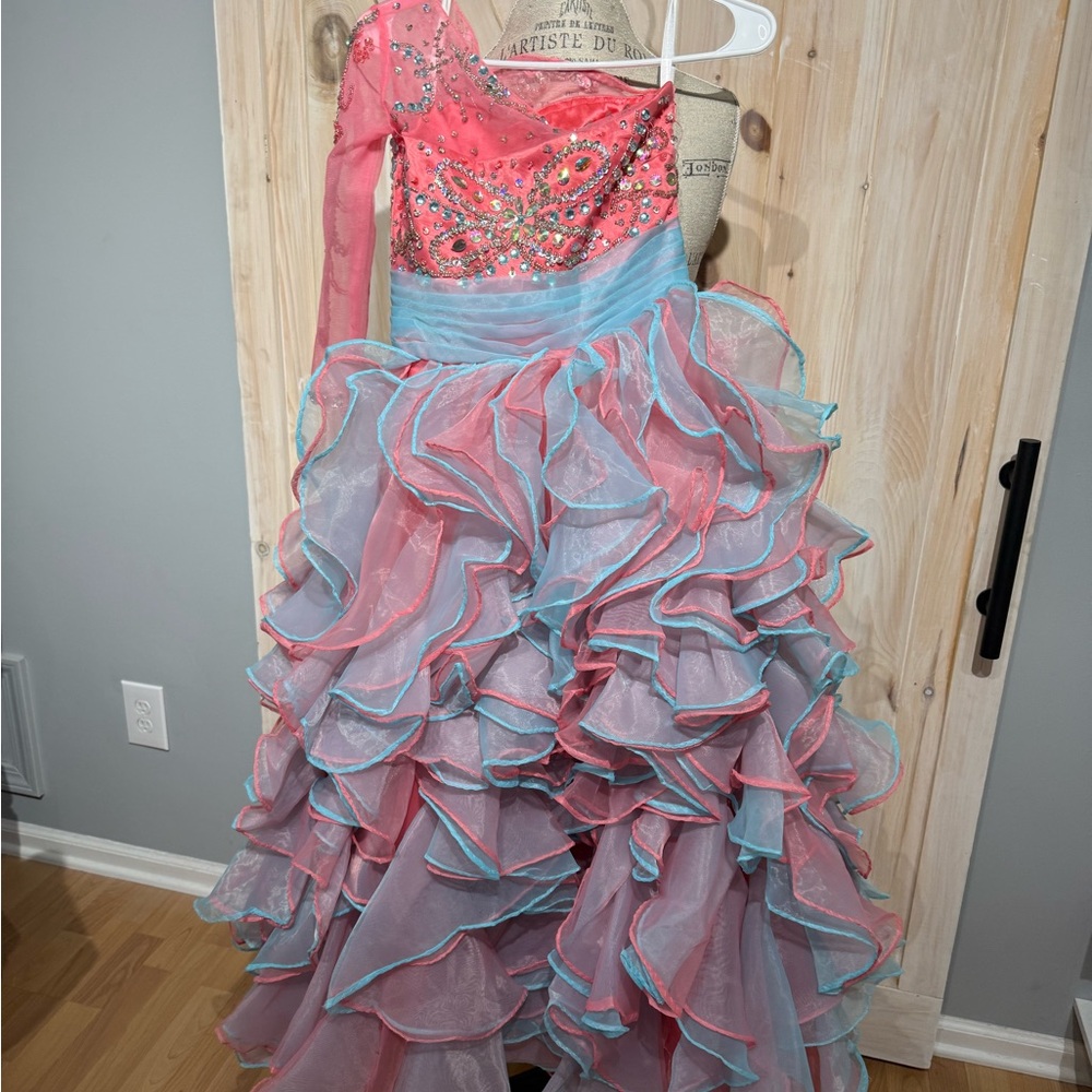 Charming Pink and Blue Kids Formal Dress